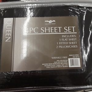 4pcs queen size sheet set BLACK